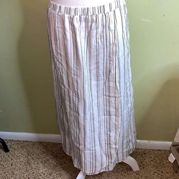 Mododoc Striped Cotton Faux Wrap Elastic Waistband midi skirt, size extra large - Picture 7 of 15